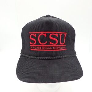 St. Cloud State University Hat Cap Strap Back Red Corduroy Otto Rope SCSU